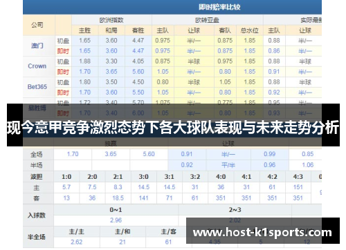 现今意甲竞争激烈态势下各大球队表现与未来走势分析