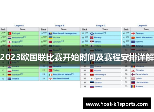 2023欧国联比赛开始时间及赛程安排详解